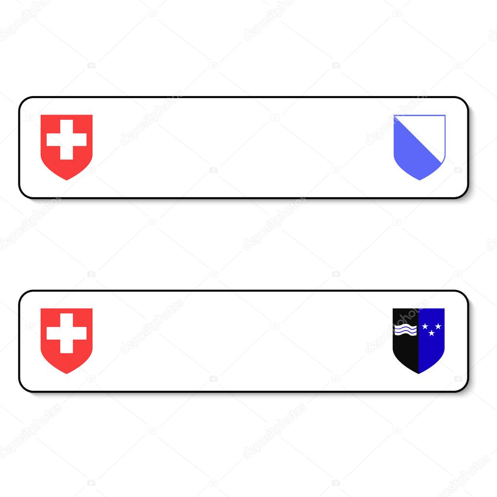 Registration plates vechicle registration plates of Switzerland with different signs. EPS 10