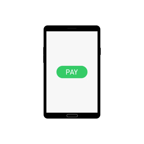 Móvil con botón verde de pago en línea en pantalla. Banca en línea. EPS 10 — Vector de stock