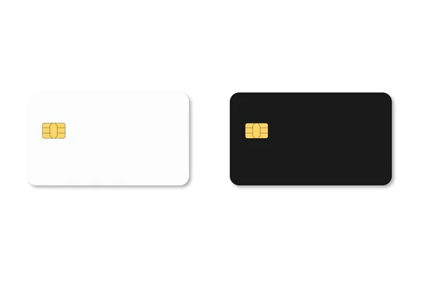两个简单的现实的空银行卡白色和黑色的白色背景. — 图库矢量图片
