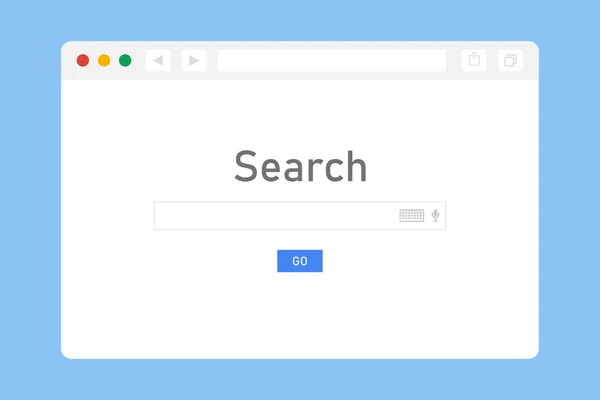 Janela do navegador na pesquisa de página com tecnologia de internet de fundo azul . — Vetor de Stock