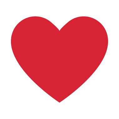 Aşk veya kutlama Sevgililer günü basit kırmızı kalp dekoratif işareti sembolü.