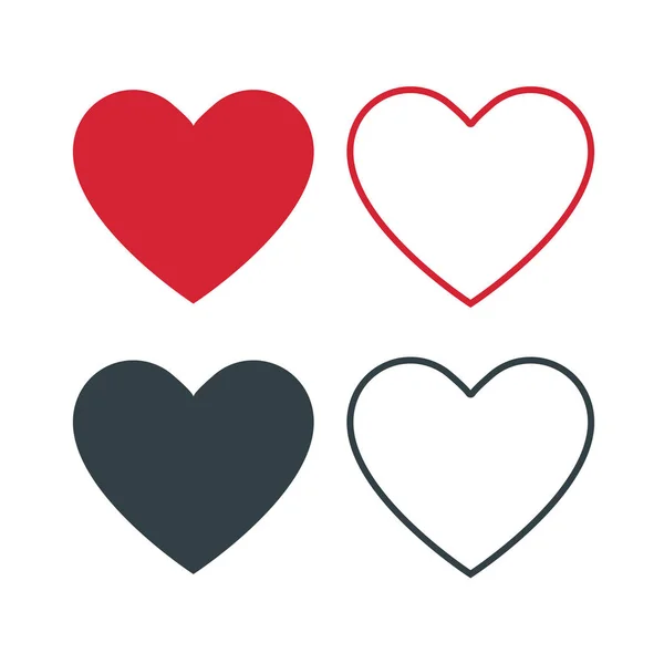 Simple conjunto de corazón rojo y gris signo de redes sociales de color . — Vector de stock