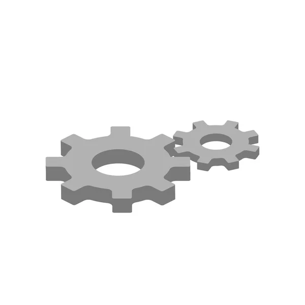 Isometric grey gear wheel on white background. Industrial element or mechnism in isometric design. — Stock Vector