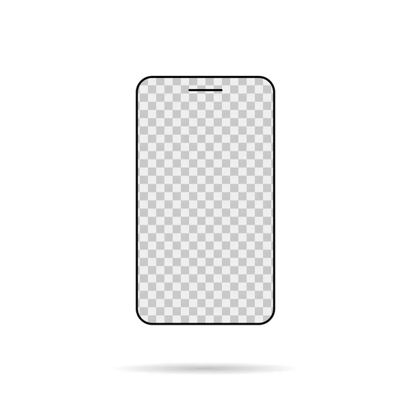 Smartphone aislado se burlan. Pantalla transparente. Dispositivo vacío . — Vector de stock