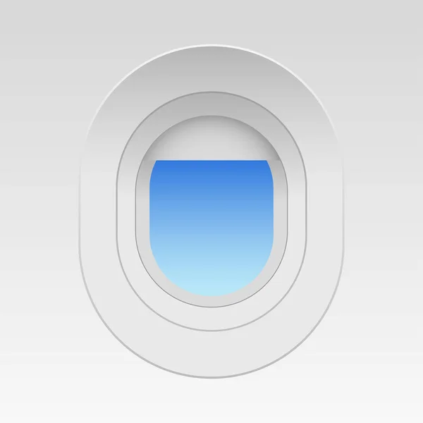 Flugzeugfenster. Blick aus dem Flugzeugfenster. Flugzeugfenster. Realistisches Design. — Stockvektor