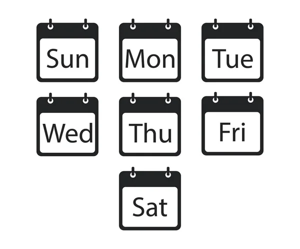 Dias de calendário isolados da semana. Plano banners dia preto no fundo branco . —  Vetores de Stock