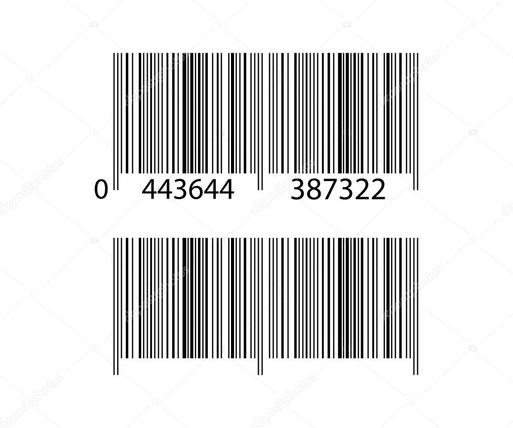 Realistic barcode with number and empty isolated sign identification.