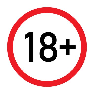 Yetişkin kişinin 18+ yaş simgesi sembolü. Yaş dikkat belirtisi.