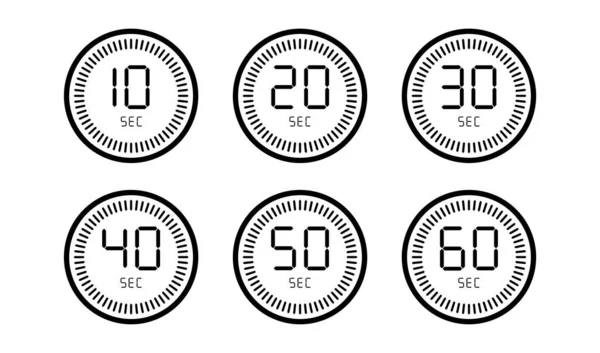 Conjunto de cronômetro contagem regressiva relógio digital isolado no fundo branco . —  Vetores de Stock