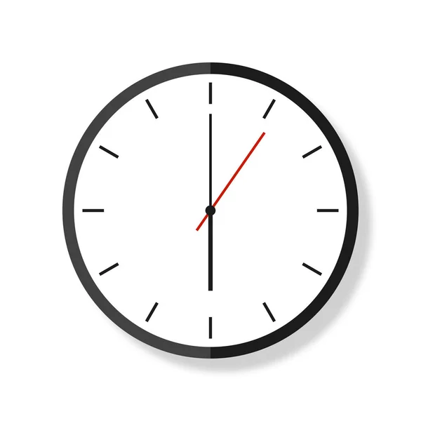 白色背景上扁平风格的时钟图标，带有 Web 和应用程序的阴影. — 图库矢量图片
