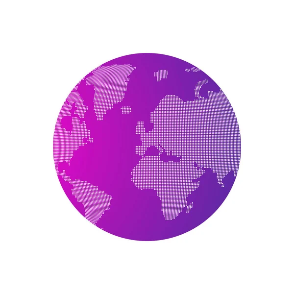 Welt Globus Gefälle punktiert isoliert auf weißem Hintergrund. Weltkarte. — Stockvektor