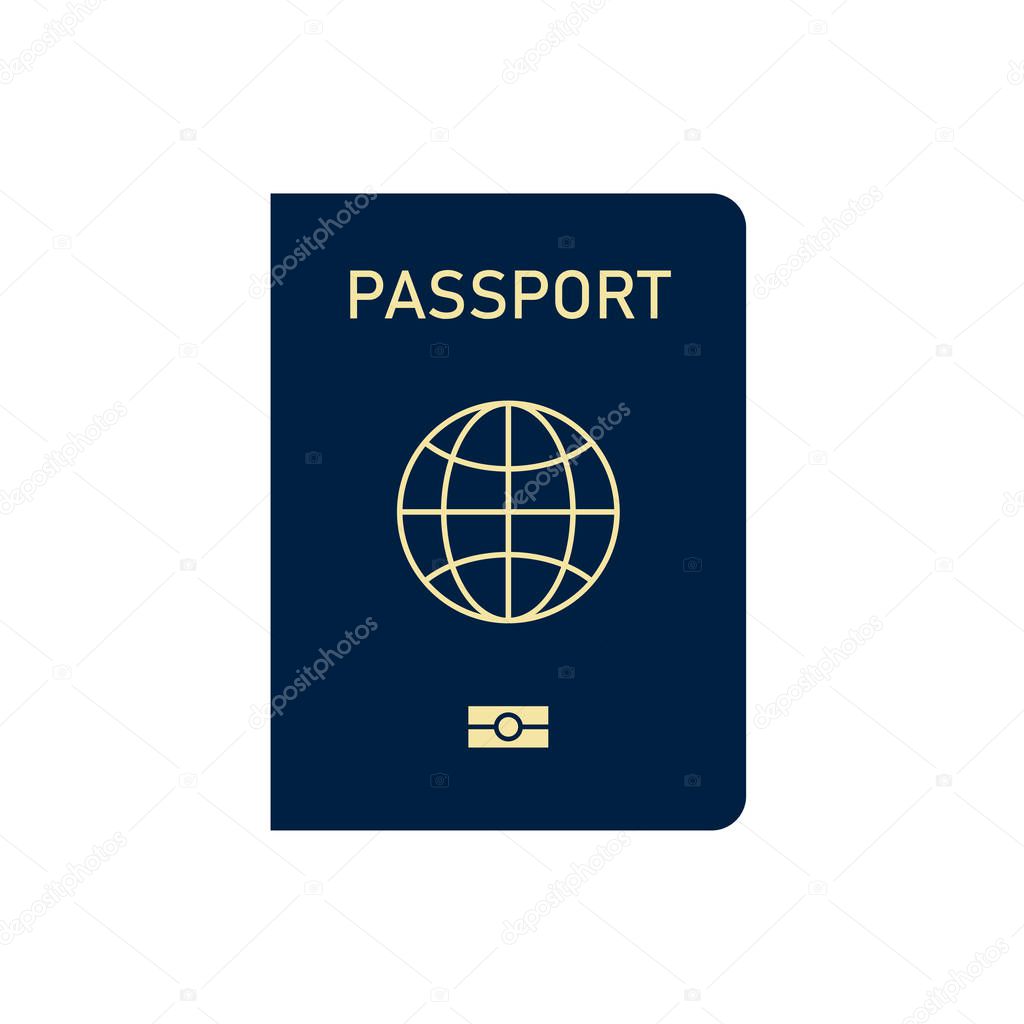 International passport isolated on white background. Travel document. World immigration.