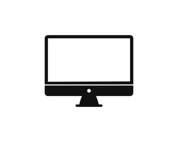 Ícone de computador no desktop preto de estilo plano isolado no fundo branco . —  Vetores de Stock