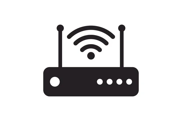 Routeur icône signe de connexion wifi. Modem réseau Internet avec ondes isolées sur fond blanc . — Image vectorielle