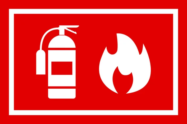 Icon of fire extinguisher with fire sign isolated fire danger symbol of fire protection. — Stock Vector