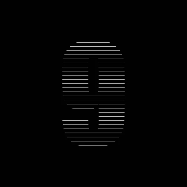 Zahl abstraktes Währungselement. Logotypendesign. Lineares Zeichen auf schwarzem Hintergrund. — Stockvektor