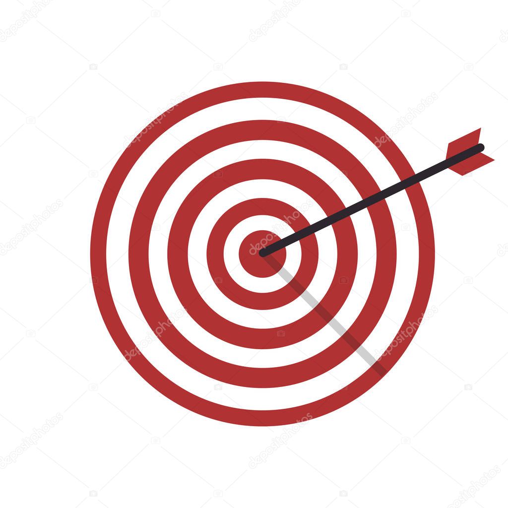 Success hit of target with arrow. Sport target illustration or business concept.