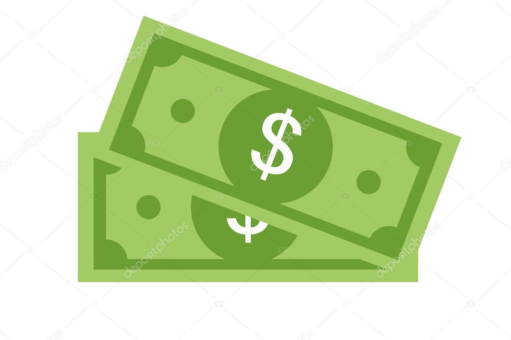 Vector dollar money illustration or finence success deal business solution. Green money.