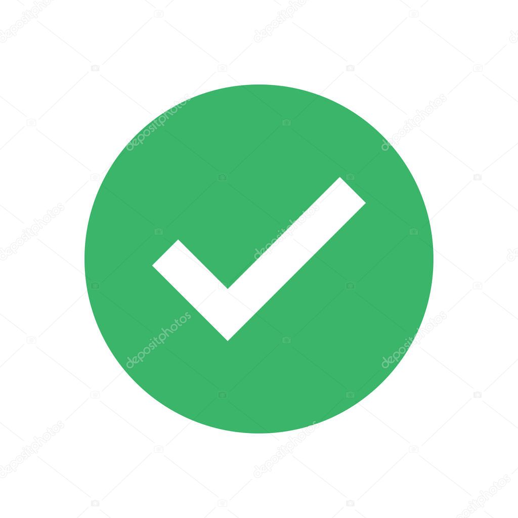 Green check mark isolated on white background. Approved sign agree element. EPS 10