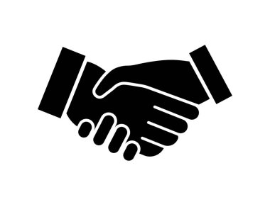 Handshake simgesi anlaşma sembolü. Beyaz arka plan üzerinde iş sözleşmesi illüstrasyon. İlişki işareti.