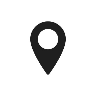 Harita için işaretçi simgesi veya pin. Beyaz arka planda yalıtılmış navigasyon işareti.