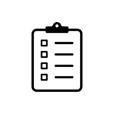 Simge pano denetim listesi veya düz stilde metin ile onay işareti ile belge.