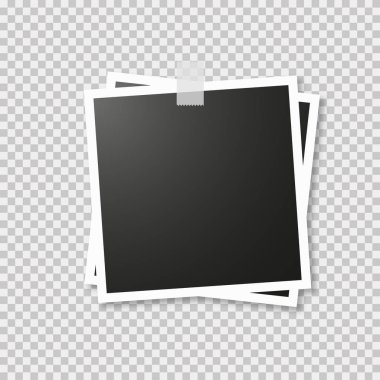 Saydam arka planda gölgeile yalıtılmış gerçekçi fotoğraf çerçevesi. Retro mock up şablonu.