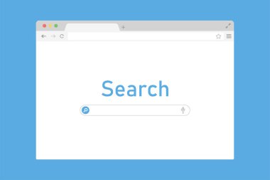Arama sitesi ile tarayıcı penceresi. İnternet teknolojisi. Dünya çapında web. Ekran cihazıyla alay edin.