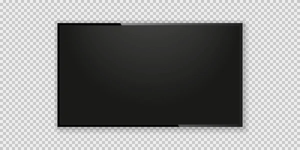 Realistischer Fernsehbildschirm mit Schatten auf transparentem Hintergrund. lcd-Attrappe. HD-Technologie. — Stockvektor