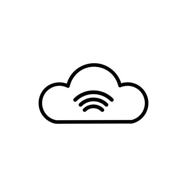 İçinde dalgalar olan bulut simgesi. İnternet teknolojisi simgeleri. Mobil aplikasyon. — Stok Vektör