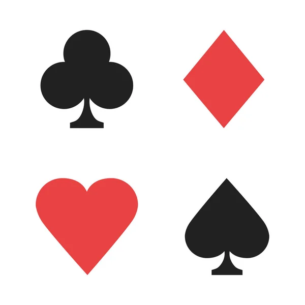 Panneaux jouant aux cartes. Casino isolé signes de couleur rouge noir. Signes de poker . — Image vectorielle