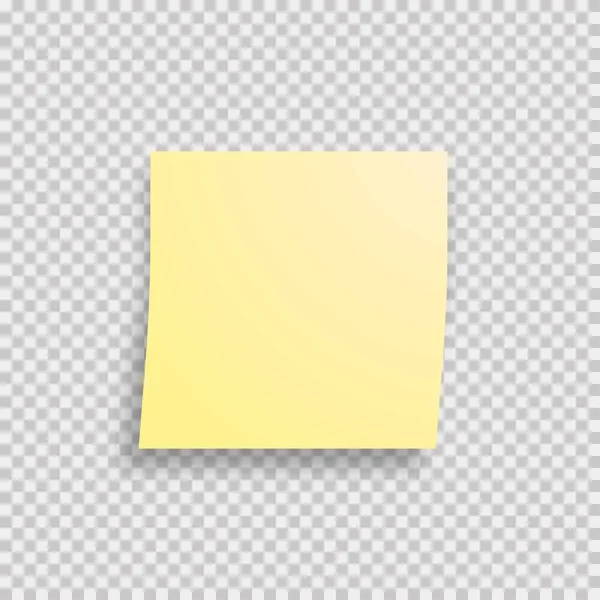 Haftnotiz isoliert mit Schatten auf transparentem Hintergrund. Leerer Papierfrieden. — Stockvektor
