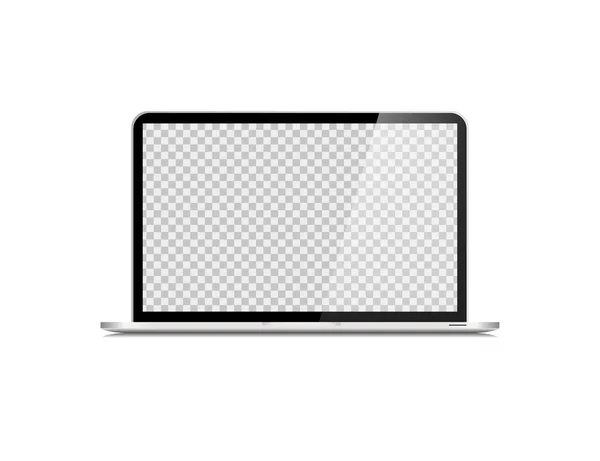 Samostatná vektorová ukázka přenosného počítače na bílém pozadí. Ilustrace notebooku. Prázdný přenosný počítač. Metalická barva — Stockový vektor