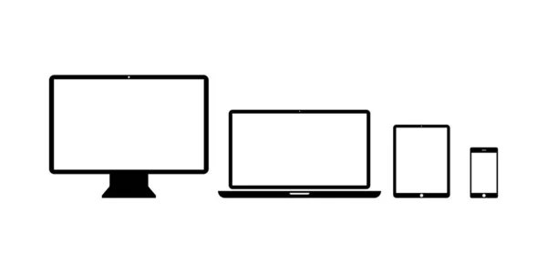 Définir les icônes des appareils produits technologiques isolés. icônes de téléphone tablette de bureau. Maquette d'une application Web ou d'un site Web de conception sensible . — Image vectorielle