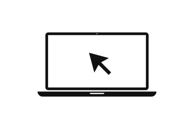 İşaretçi veya imleç simgesi yalıtılmış dizüstü bilgisayar. Not defteri ekran şablonu. Fareyi tıklatarak görüntüleme.