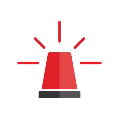 Alarm siren simgesi. Acil durum ışık alarmı. Kırmızı sembol dikkat.