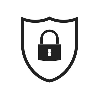 Güvenlik veya sheild simgesi. Güvenliğin sembolü. İnternet koruması. Web antivirüs işareti. Tehlike unsuru. Kilit ile Sheild.