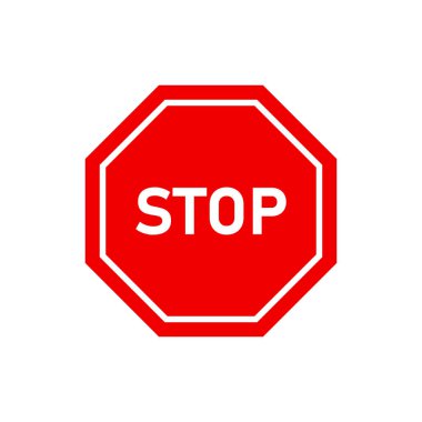 Kırmızı trafik işaretini durdurun. Kırmızı yol izole sembolü. Dikkat yol elemanı. Hareketi durdur.
