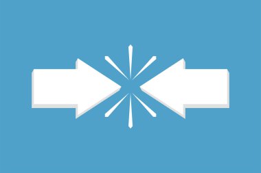 Çakışma çıkar ı okları çizimi. İlişki çözümü. İş kavramı sembolü.