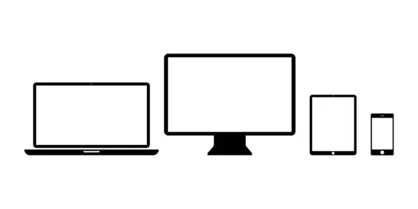 Définir les icônes des appareils produits technologiques isolés. icônes de téléphone tablette de bureau. Maquette d'une application Web ou d'un site Web de conception sensible . — Image vectorielle