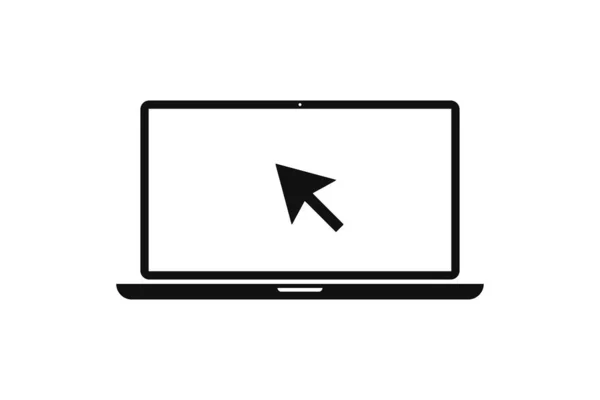Ноутбук с указателем или значком курсора изолирован. Шаблон экрана ноутбука. Отображение с помощью мыши . — стоковый вектор