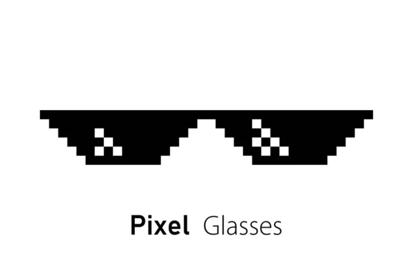 Icono de gafas Pixel. Gafas de sol Pixel. Plantilla aislada meme. Verano elemento divertido . — Archivo Imágenes Vectoriales
