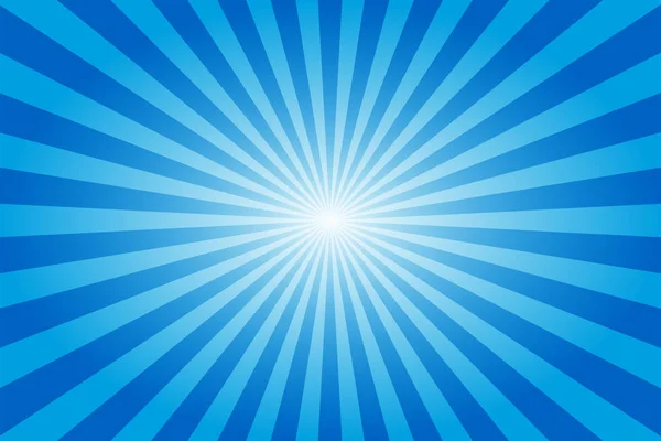 Sunburst retro sun rays blue background. Abstract summer sunny. Vintage radial texture. Vivid color. — Stock Vector