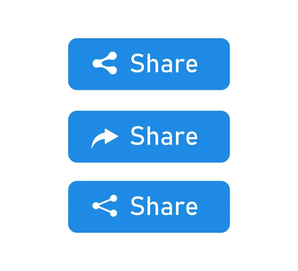 Blauer Share-Knopf isoliert auf weißem Hintergrund. Symbole der Internettechnologie. — Stockvektor