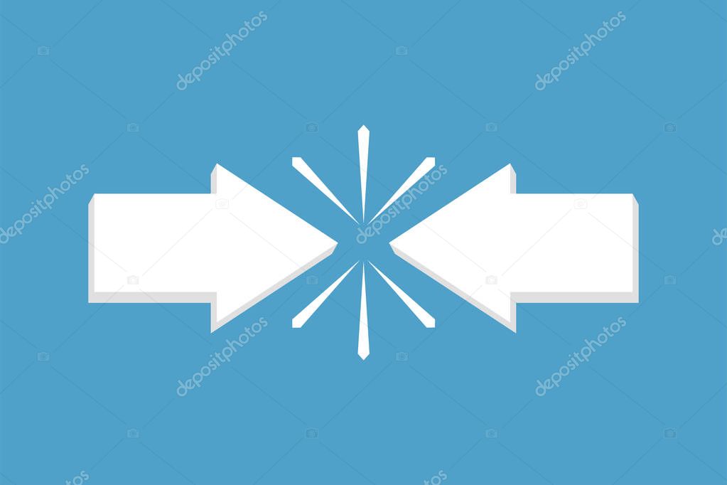 Conflict interest arrows illustration. Relationship solution. Business concept symbol.