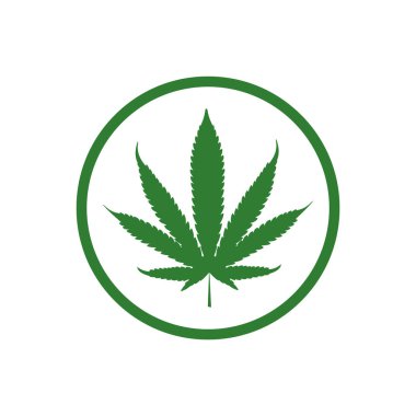 Kenevir yaprağı simgesi. Marihuana işareti şablonu. Uyuşturucu ya da uyuşturucu. Doğa tıbbı. Bitki yaprağı.