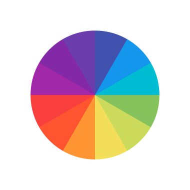 Renkli daire. Tekerlek renk spektrumu. Daire paleti. Çok renkli daire düz şablon.