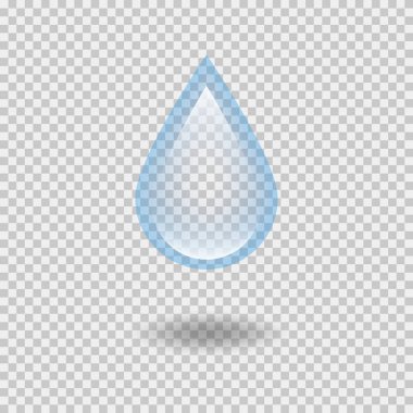 Şeffaf arka plan üzerinde gerçekçi trendy tasarım su izole damla. Sıvı doğa elemanı.