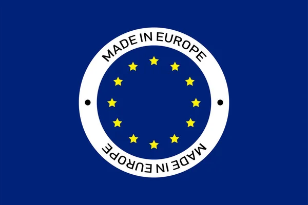 Značka v evropském kruhu. Izolované znaménko na modrém pozadí. Evropské razítko. — Stockový vektor