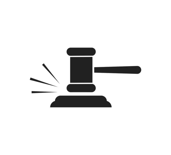 Juge hummer ou icône de marteau isolé. Symbole de vente aux enchères ou de jugement. Droit ou élément judiciaire . — Image vectorielle